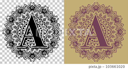 鏤空風格曼荼羅字母“A” 103661020