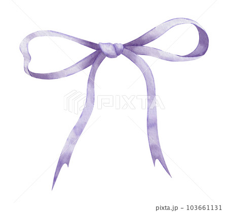 Watercolor purple Ribbon with Bow. Hand drawn illustration of satin or silk knot on white isolated background for gift or present. Drawing of ornate textile violet tape for anniversary celebration. Watercolor purple Ribbon with Bow. Hand drawn illustration of satin or silk knot on white isolated background for gift or present. Drawing of ornate textile violet tape for anniversary celebration. 103661131