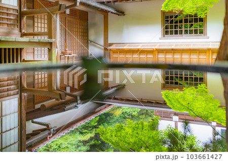 【神奈川県】天水鉢に映り込む覚園寺境内　※撮影協力「覚園寺」プロパティリリース取得済 103661427