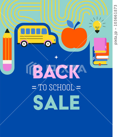 Vibrant Color Back To School background concept design. Geometrical flat style illustration, banner Vibrant Color Back To School background concept design. Geometrical flat style illustration, banner 103661873