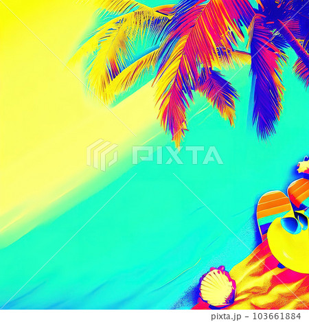 beach summer theme, copy space pop art  103661884