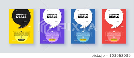 Poster frame with quote, comma. Doorbuster deals tag. Special offer price sign. Advertising discounts symbol. Quotation offer bubble. Doorbuster deals message. Vector 103662089