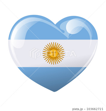 National flag of Argentina in the shape of a heart. 3D illustration, vector 103662721