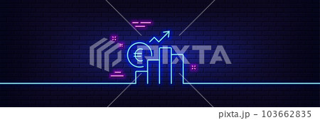 Neon light glow effect. Euro rates line icon. Currency exchange sign. Money trade symbol. 3d line neon glow icon. Brick wall banner. Euro rate outline. Vector Neon light glow effect. Euro rates line icon. Currency exchange sign. Money trade symbol. 3d line neon glow icon. Brick wall banner. Euro rate outline. Vector 103662835
