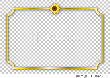 Golden frame with sunflower flowers 103664207