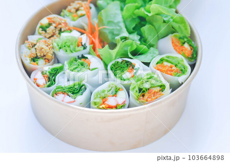 vegetable rolls or noodle rolls or rice noodle rolls or Vietnamese rolls vegetable rolls or noodle rolls or rice noodle rolls or Vietnamese rolls 103664898