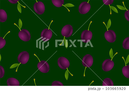 Seamless plum pattern. Vector seamless pattern with plums. Fabric pattern, textile. Vector illustration 103665920