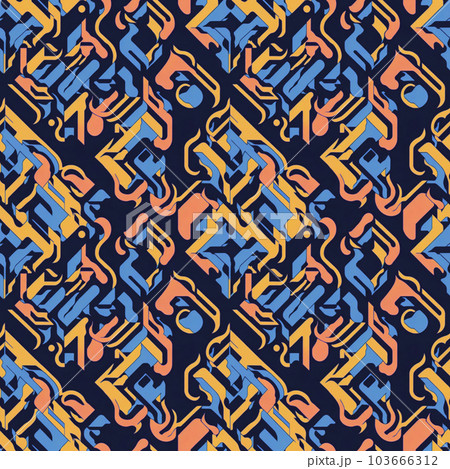Oriental ethnic lattice design in contrast colors, seamless abstract background. Modern Luxury Graphic Ornament Oriental ethnic lattice design in contrast colors, seamless abstract background. Modern Luxury Graphic Ornament 103666312