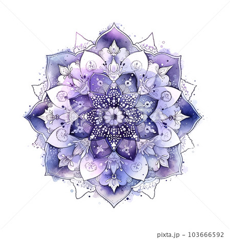 Sahasrara chakra mandala watercolor vector Illustration isolated 103666592