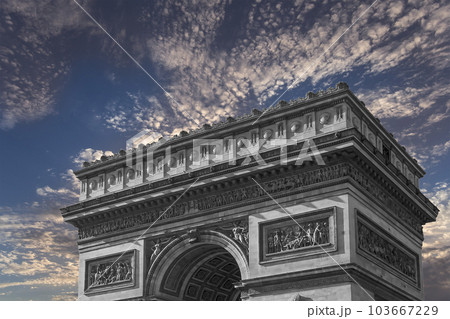 Arc de Triomphe (against the background of very beautiful sky with clouds), Paris, France 103667229