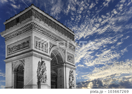 Arc de Triomphe (against the background of very beautiful sky with clouds), Paris, France 103667269