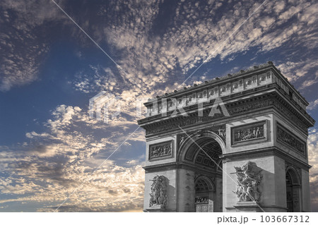 Arc de Triomphe (against the background of very beautiful sky with clouds), Paris, France 103667312