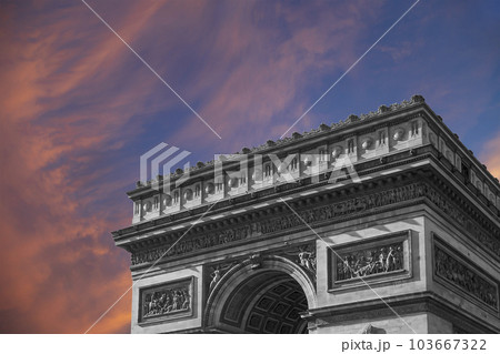 Arc de Triomphe (against the background of very beautiful sky with clouds), Paris, France 103667322