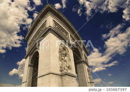 Arc de Triomphe (against the background of very beautiful sky with clouds), Paris, France 103667397