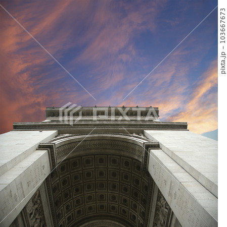 Arc de Triomphe (against the background of very beautiful sky with clouds), Paris, France Arc de Triomphe (against the background of very beautiful sky with clouds), Paris, France 103667673