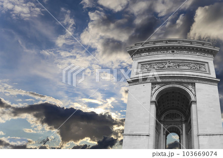 Arc de Triomphe (against the background of very beautiful sky with clouds), Paris, France 103669074