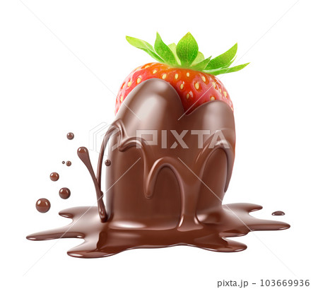 Chocolate dipped strawberry isolated on white background 103669936