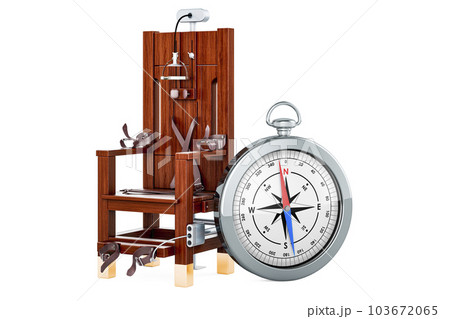 Electric chair with compass, 3D rendering Electric chair with compass, 3D rendering 103672065
