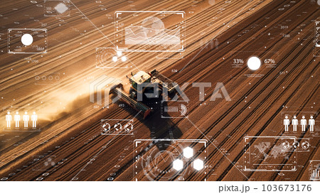農業の現代化、デジタル農業のイメージ、ビッグデータを活用した農業改革 農業の現代化、デジタル農業のイメージ、ビッグデータを活用した農業改革 103673176