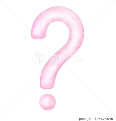 Question mark pink, girl. Hand drawn watercolor illustration isolated on white background. For gender reveal party, baby shower, children's textiles Question mark pink, girl. Hand drawn watercolor illustration isolated on white background. For gender reveal party, baby shower, children's textiles 103673640