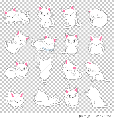 白貓矢量插圖集 白貓矢量插圖集 103674868