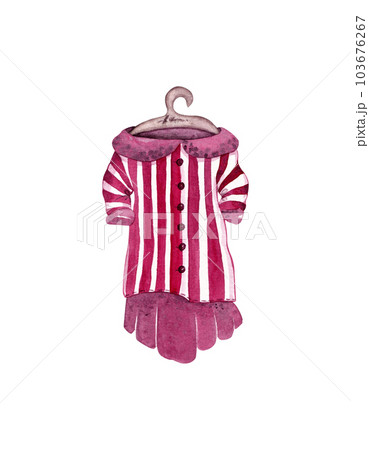 Dress with a vertical stripe print. Fashion illustration Dress with a vertical stripe print. Fashion illustration 103676267