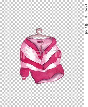 Pullover watercolor. Sport style. New pullover on a hanger with a label. Fashion illustration 103676271