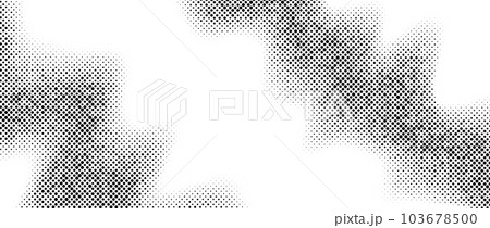Halftone wave gradient texture. Faded noise grain wallpaper. Black and white grunge grit surface. Pixelated stains, speckles, dots and particles. Vector backdrop overlay 103678500
