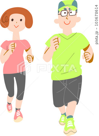 ジョギングする若い夫婦 103678614