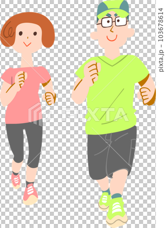 ジョギングする若い夫婦 103678614