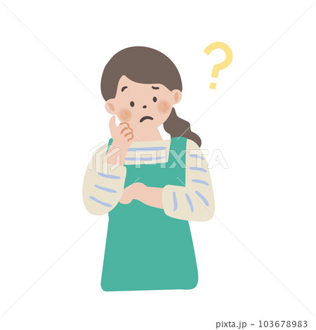 悩んでいるポーズの主婦 103678983