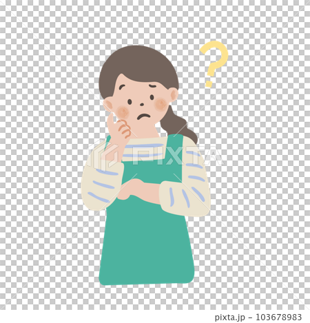 悩んでいるポーズの主婦 103678983