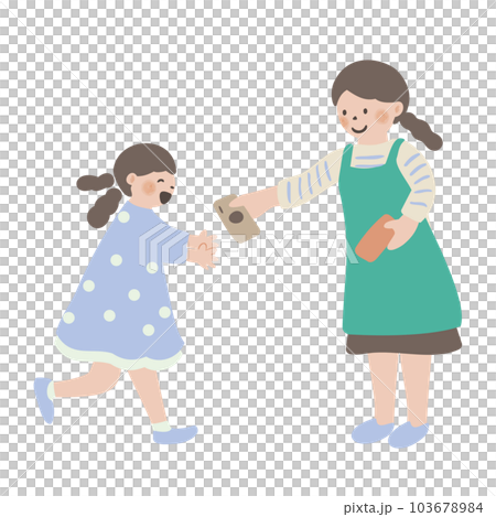 parents giving pocket money to children parents giving pocket money to children 103678984