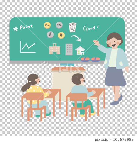 お金について学ぶ子どもたち 103678988