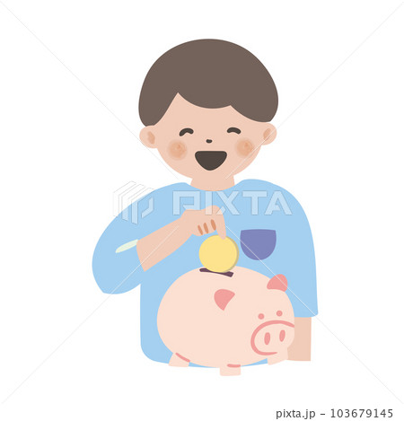 貯金箱にコインを入れる人 103679145