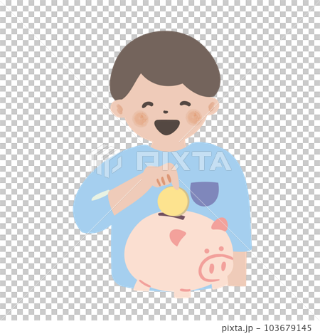 貯金箱にコインを入れる人 103679145