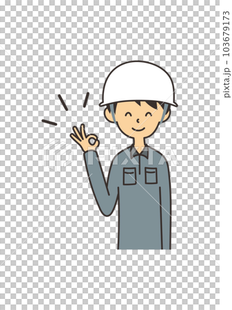 OKポーズをした男性の作業員のイラスト 103679173