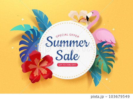 Paper art style summer sale poster 103679549