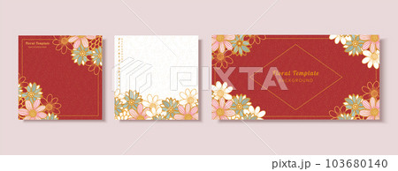 Red and white floral template set Red and white floral template set 103680140