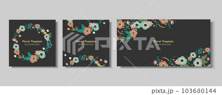 Cute poppy flower template set 103680144