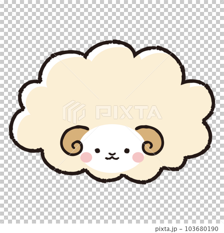 簡單可愛的毛絨絨羊（正面） 103680190