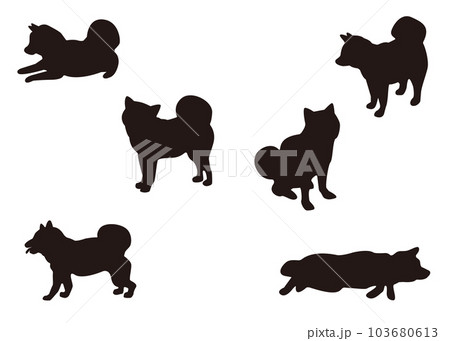 柴犬のシルエット素材、ベクター素材 103680613