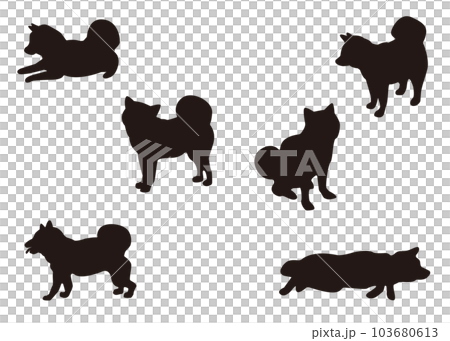 柴犬のシルエット素材、ベクター素材 103680613