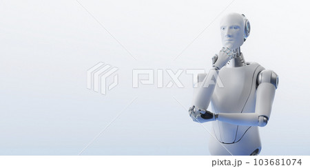 白い光の中で思考するアンドロイド / 進化するAI・人工知能のコンセプトイメージ 103681074