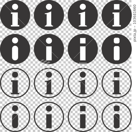 インフォメーション風マークのモノクロのベクターイラストセット 103681660