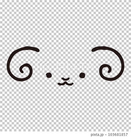 Simple and cute sheep's face (front) black and white Simple and cute sheep's face (front) black and white 103681857
