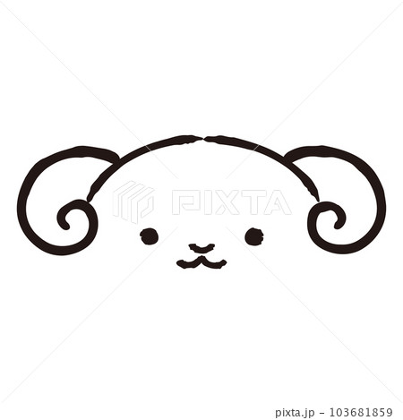 シンプルでかわいい羊の顔(正面)白黒 シンプルでかわいい羊の顔(正面)白黒 103681859