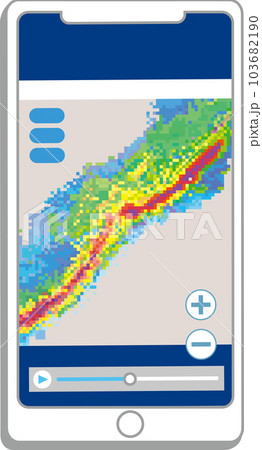 線状降水帯イラスト_スマホのお天気アプリ画面 線状降水帯イラスト_スマホのお天気アプリ画面 103682190