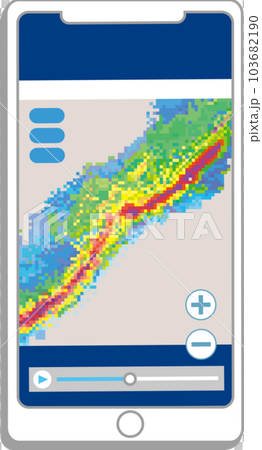 線性雨帶插圖_智能手機天氣應用程序屏幕 103682190