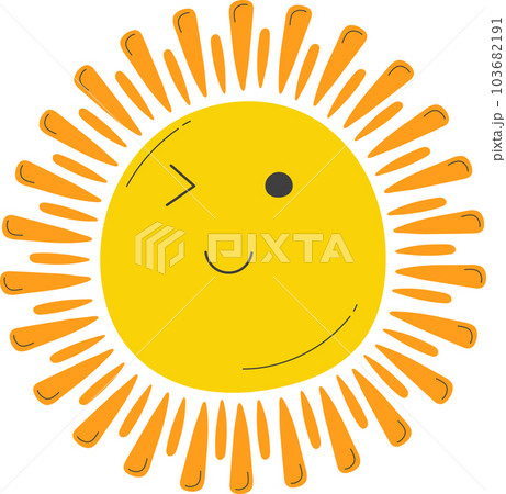 Cute Sun with sunshine. Isolated illustration on transparent background. 103682191